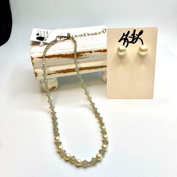 Palmer & Palmer Jewelry - Swarovski Crystal & Pearl - Sterling Silver Necklace